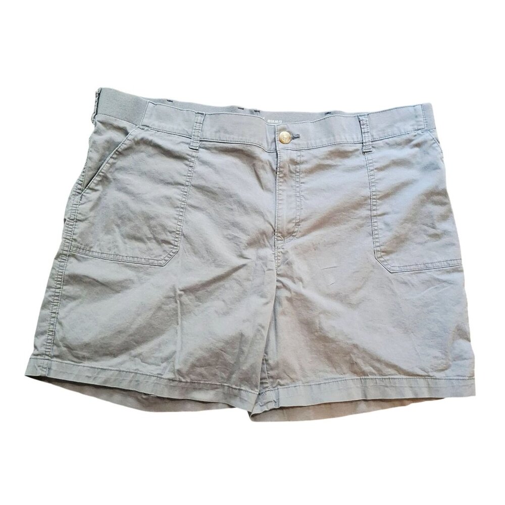 Woman's Lee 22 Fit Gray Casual Shorts With Elastic Waistband & Pockets Mid Rise